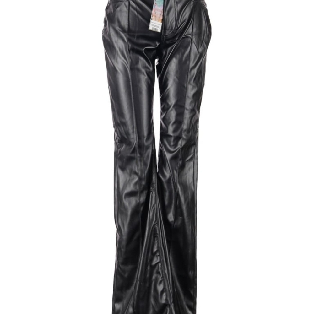 REVICE Supernova Black Faux Leather Flare Pants